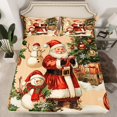 thumbnail image 2 of jejeloiu Vintage Santa Claus Twin Sheet Sets,Xmas Tree Snowmen Twin Fitted Sheet,Western Holiday Gifts Flat Sheet For Child,Lightweight Room Decor,3pcs, 2 of 7