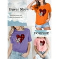 thumbnail image 6 of Anbech Heart Printed T-Shirt for Women Casual Graphic Junior Girls Short Sleeve Tee Tops with Crew Neck, 6 of 10