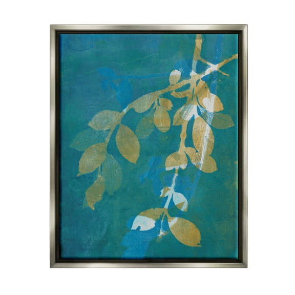 Nature Leaves Overlapping Abstract Botanical & Floral Graphic Art Luster Gray Framed Art Print Wall Art