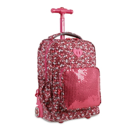 Access Rolling Backpack - J World Sparkle Kids Rolling Backpack, Pink Floret