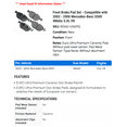 thumbnail image 2 of Front Brake Pad Set - Compatible with 2003 - 2006 Mercedes-Benz S500 4Matic 5.0L V8 2004 2005, 2 of 2