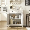 thumbnail image 4 of Bingirl Farmhouse Storage Cabinet Adjustable with 3-Tier Shelves Style 31.5 in, Rustic Kitchen & Dining Room Organizer, Multi-Functional Entryway Cabinet, 4 of 6