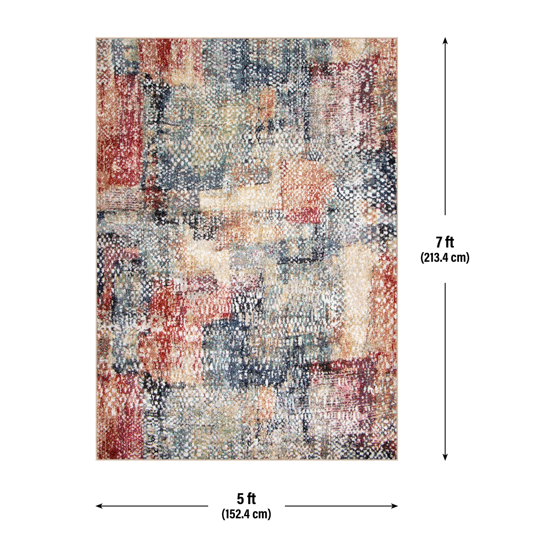 Mainstays Modern Morgana Multi-Color 5' x 7' Woven Olefin Area Rug with Frieze Accents