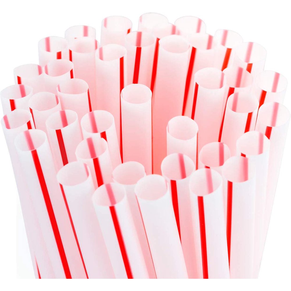 Soda Shoppe Style Red and White Striped Drinking Straws 600 Pack. Each