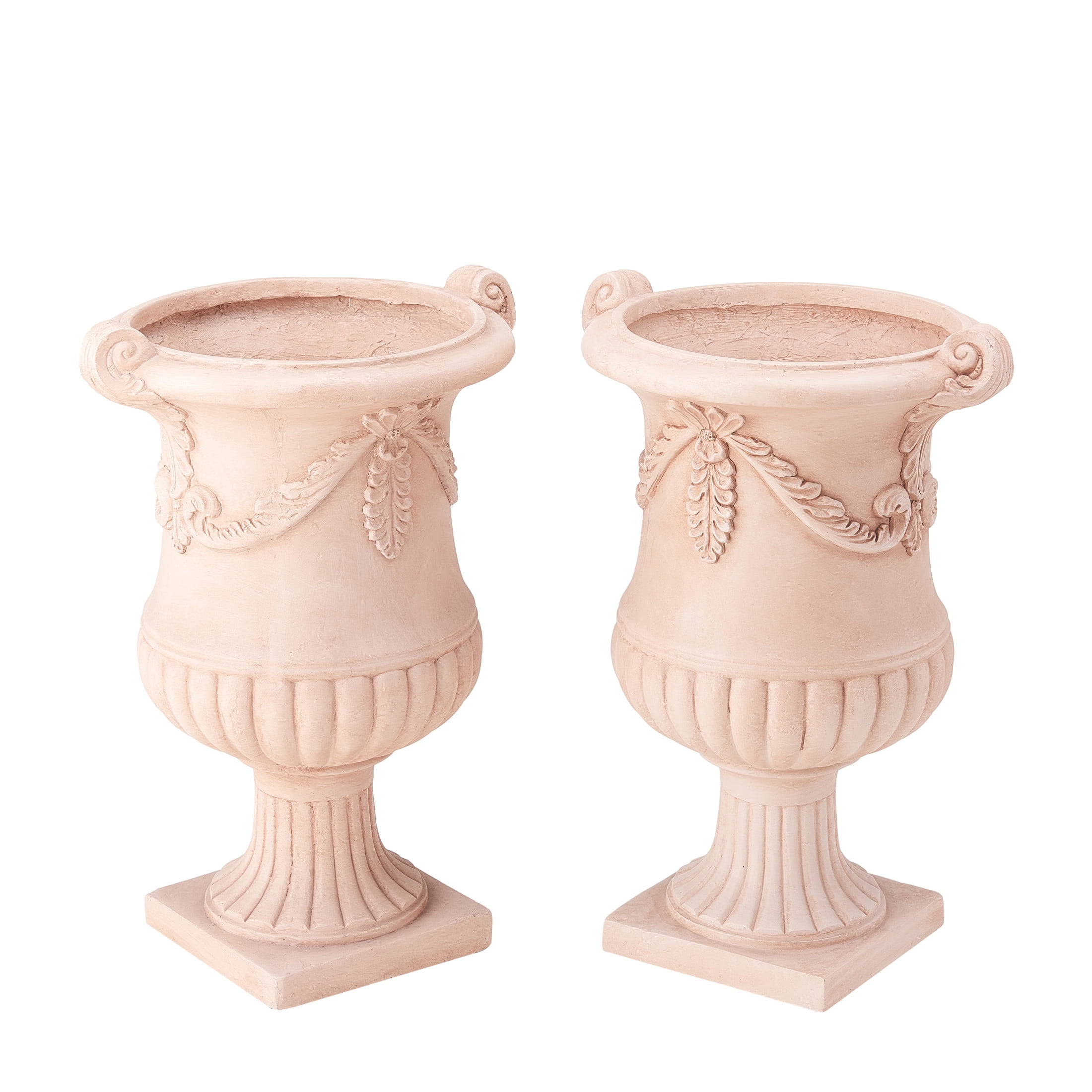 Christopher Knight Home MGO Flower Urn Planter Set of 2 with Scroll Handles, Terracotta