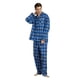 thumbnail image 4 of Apparonia Conjunto de Pijamas para Hombre de Algodón con Cuello con Muesca, Pijamas de Manga Larga para Hombre con Bolsillos y Frente, Fly Azul a Cuadros L, 4 of 7