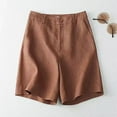 thumbnail image 2 of Shorts for Women Summer Elastic High Waisted Elastic Breathable Loose Cotton Linen Pants Casual Beach Shorts with Pockets M-3XL, 2 of 3