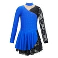 thumbnail image 3 of Alvivi Kids Girls Sparkly Rhinestones Lace Splice Figure Ice Skating Ballet Dance Dress Royal Blue 10, 3 of 7