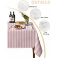 thumbnail image 3 of Pink Striped Tablecloth Rectangle Table Cloth 60x120, Waterproof Tablecloth Outdoor Table Cloth, Modern Simple Farmhouse Beige Vintage Washable Table Cover for Kitchen Dinning Party, 3 of 8