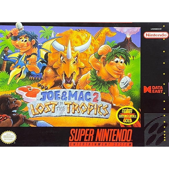 Restored Joe & Mac 2: Lost in the Tropics (Super Nintendo, 1994) SNES Adventure Game (Refurbished)