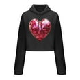 thumbnail image 3 of Xdegoge Heart Long Sleeve Sweatshirts for Women Cropped Hoodie with Sequin Heart Print Valentine's Day Sweatshirt, 3 of 6