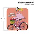 thumbnail image 3 of Honeii Flamingo Riding a Bicycle Print Leather Coaster Set of 6, Ideal for Safeguarding Your Furniture from Drinks Spills and Effortless Cleanup,Square, 3 of 6