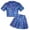 Blue, variant on Girls Metallic Outfits Set Kids Sparkly Outfits Sequin Sleeve Crop Top with Skirt Shiny Dancewear Performance 2 Pieces 8-9 Years Black