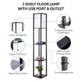 thumbnail image 5 of Bestco Standing Shelf Lamp 63" Floor Lamp w USB Charging Port Power Socket More, Black, 5 of 9