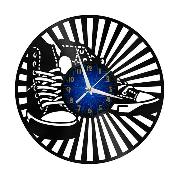 Shoe 12 Inch Vinyl Record Wall Clock - Silent, Creative, and Unique Clock for Living Room, Entryway, or Bedroom Decor - Perfect Gift Idea(12 inchs B without LED)