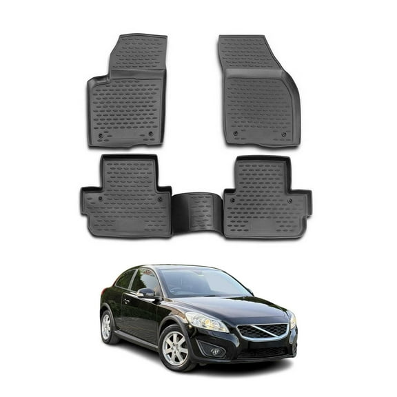 OMAC Floor Mats Liner for Volvo C30 2007-2013 Black TPE All-Weather 4 Pcs