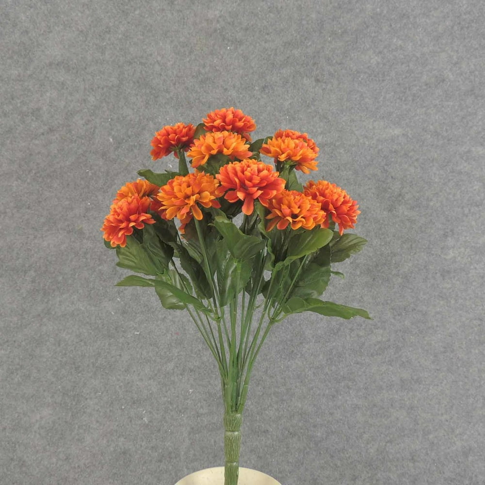 1 Pc, 14 Inch Artificial Pom Pom Mum Bush w/18 Stems Of Mums For Fall