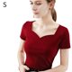 thumbnail image 1 of Camiseta de mujer manga corta corazón con cuello en v algodón color sólido top, rojo, s Vogacara AP001286-13B, 1 of 7
