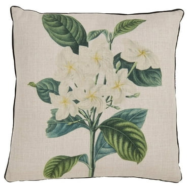 saney Floriculture Collection Gardenia Design Throw Pillow, 18", Natural