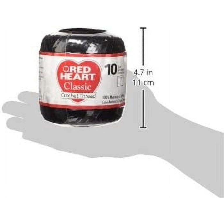 Red Heart Black Crochet Thread, Size 10, 100% Mercerized Cotton