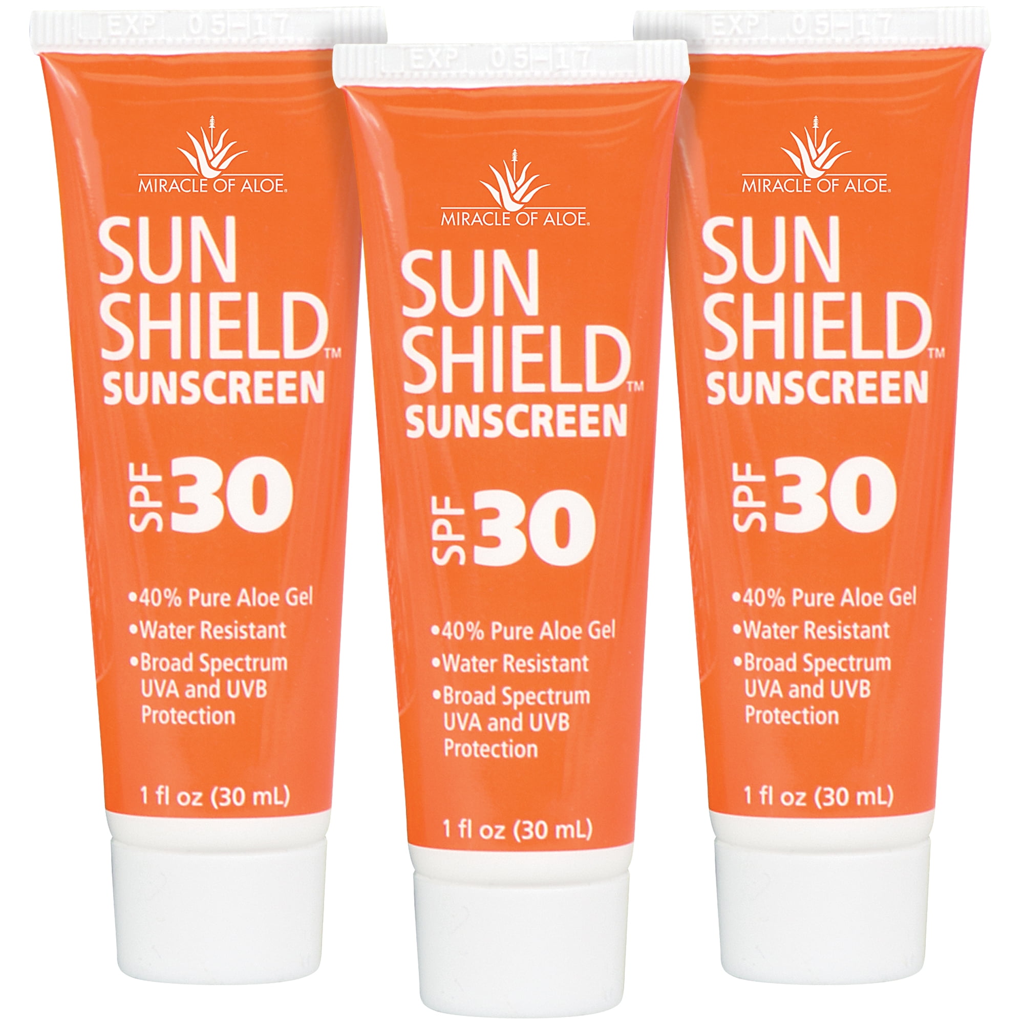 3-Pack SunShield SPF-30 Sunscreen 1 ounce tube with 40% UltraAloe