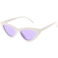 thumbnail image 2 of Womens Exaggerated Slim White Frame Cat Eye Sunglasses Color Tinted Lens 48mm (White / Purple), 2 of 4