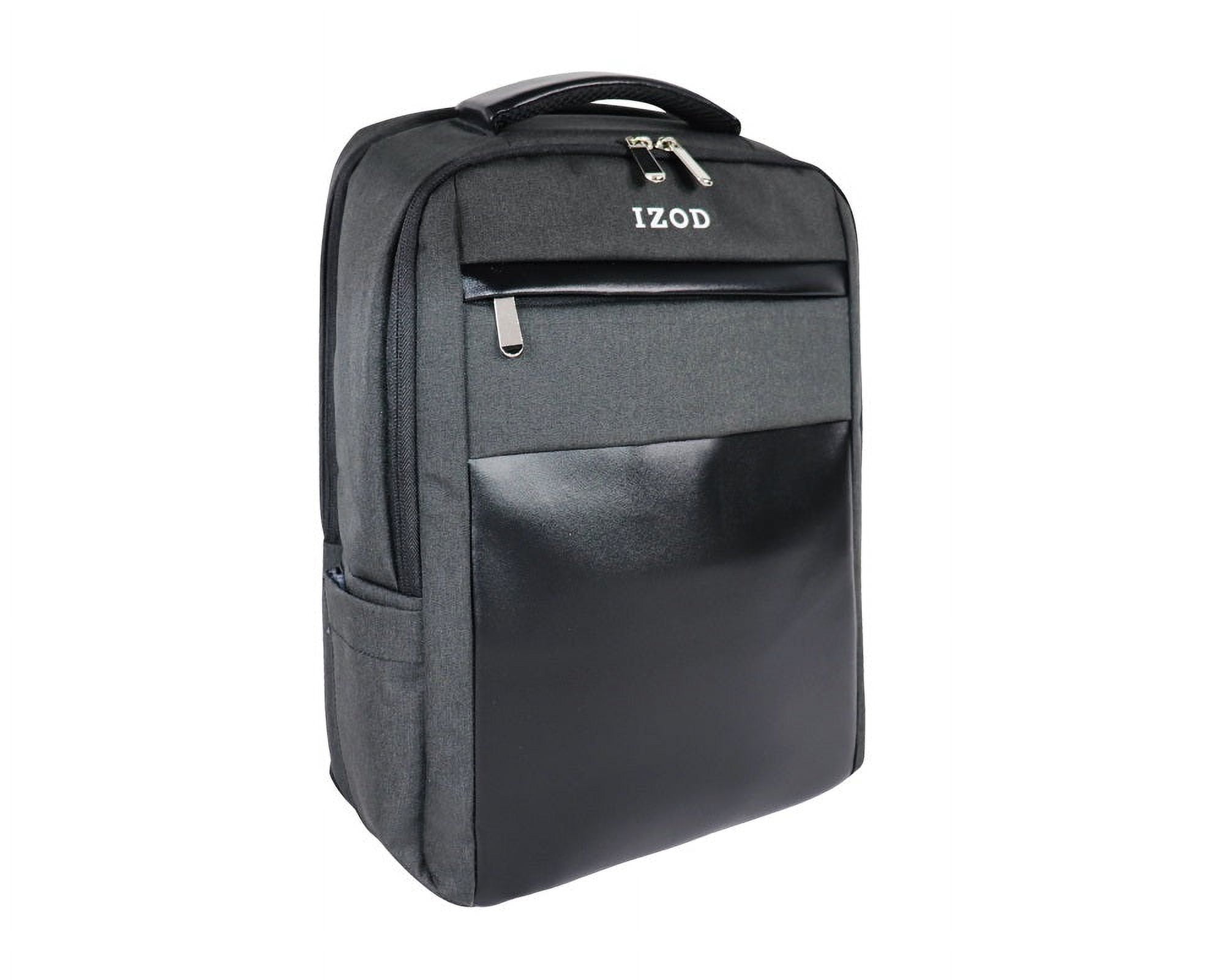 IZOD Penn Business Travel Slim Durable Laptop Backpack USB Charging Port Fits 16 Inch Laptop Notebook / Dark Grey