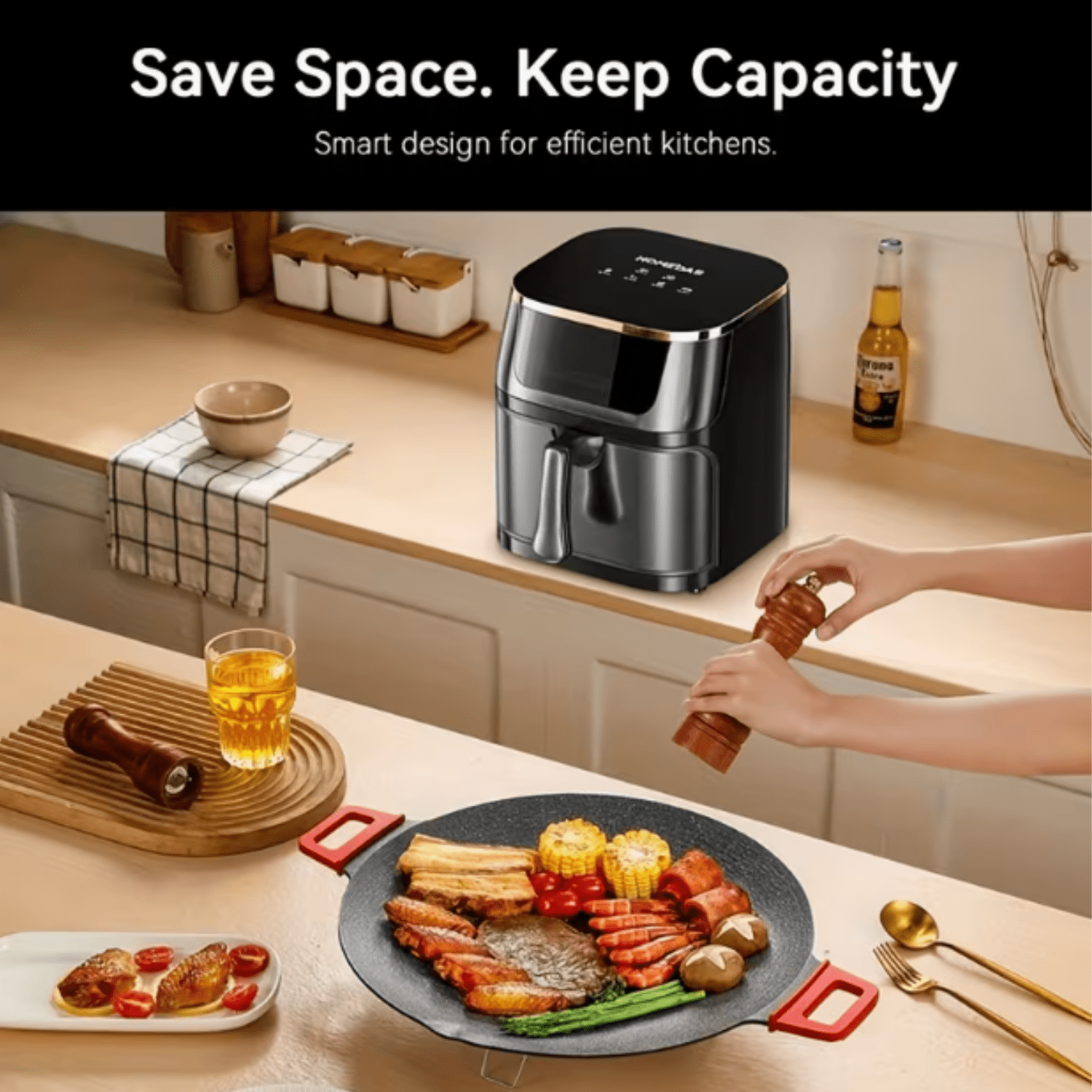 Air Fryer,10 QT Air Fryer Oven Oilless Cooker with Digital LED Touch Screen, 6 Preset Cookings, Dishwasher-Safe Basket