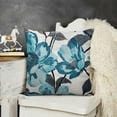 thumbnail image 2 of Shiartex  Throw Pillow Cover Blue Flower Floral Teal Pattern with Roses Watercolor Colorful Decorative Pillow Case Funny Home Decor Square 18 x 18 Inch Cushion Pillowcase, 2 of 5
