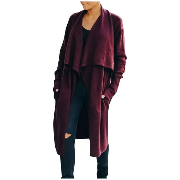 jsaierl Women's Casual Long Open Front Drape Lightweight Duster High Low Hem Maxi Long Sleeve Cardigan