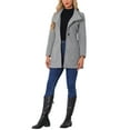 thumbnail image 2 of Abrigo largo de invierno con cinturón para mujer, clásico, de cuello alto, de manga larga, color gris, 2 of 8