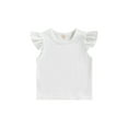 thumbnail image 1 of Kmbangi Chemise d'Été pour Filles, Manches Volantes, Col Rond, Couleur Unie, Fête de Rue, Décontractée, Ample, Printemps, 6M-4Y, 1 of 9