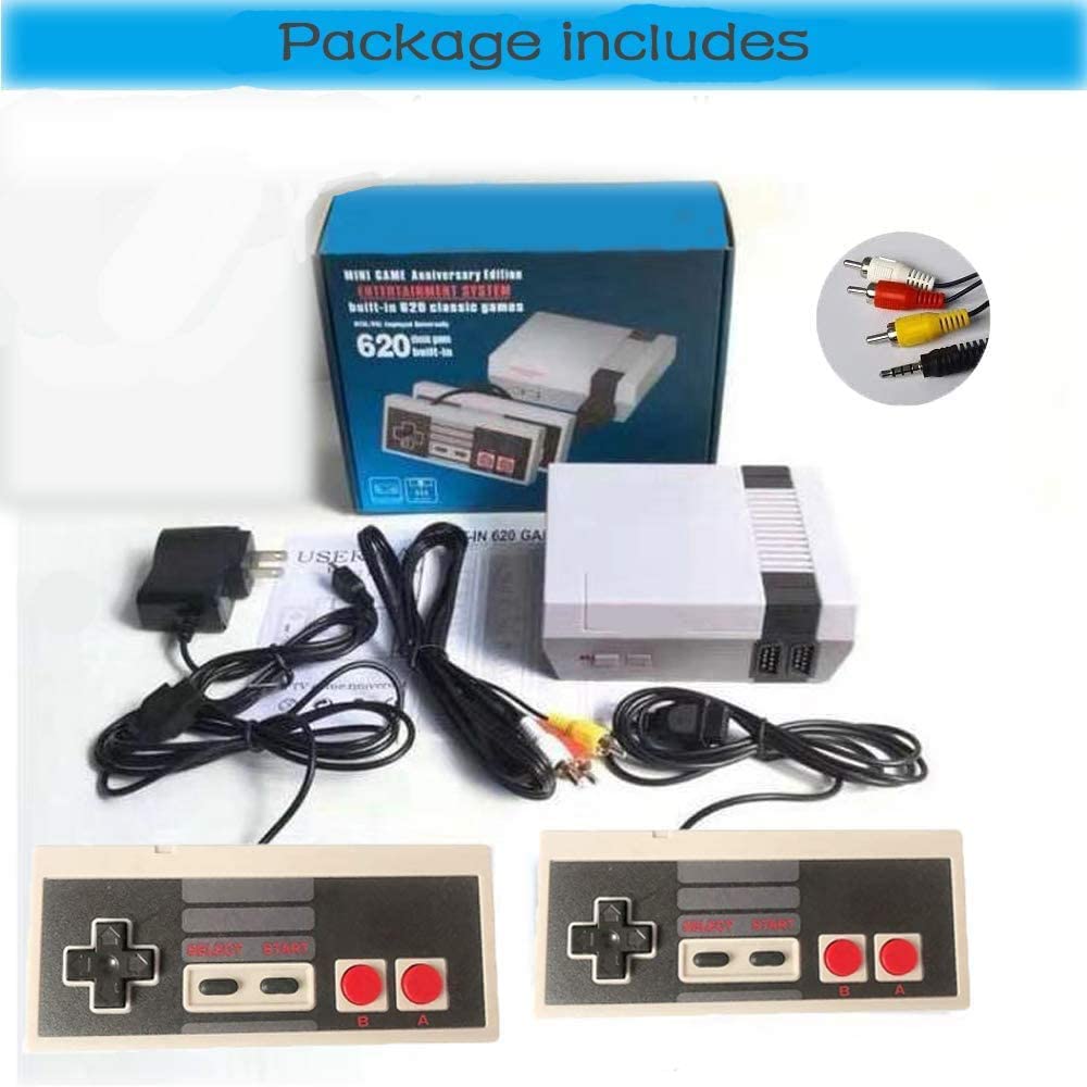 BIlinli Mini Sistema de Entretenimiento de Consola de Juegos de TV Retro cl/ásico Incorporado 620 Juegos