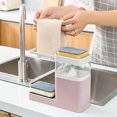 thumbnail image 3 of ziyahi 3 in1 Soap Dispenser with Sponge Holder Waterproof Hanging Rack Cleaning Container Press Liquid Boxes Dishwasher Pink, 3 of 8