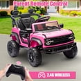 thumbnail image 3 of 12V Powered Ride on Car Toy, Ford Bronco Raptor Kids Electric Vehicle Car with Parent Remote, Battery Powered Ride on Truck for Boys Girls w/ Rear Wheel Suspension, Bluetooth, Pink, 3 of 7