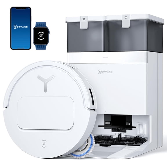 ECOVACS DEEBOT T50 PRO Omni Robot Vacuum & Mop, 3.19” Slim, 15,000Pa, Auto Wash Dry & Self-Emptying, White