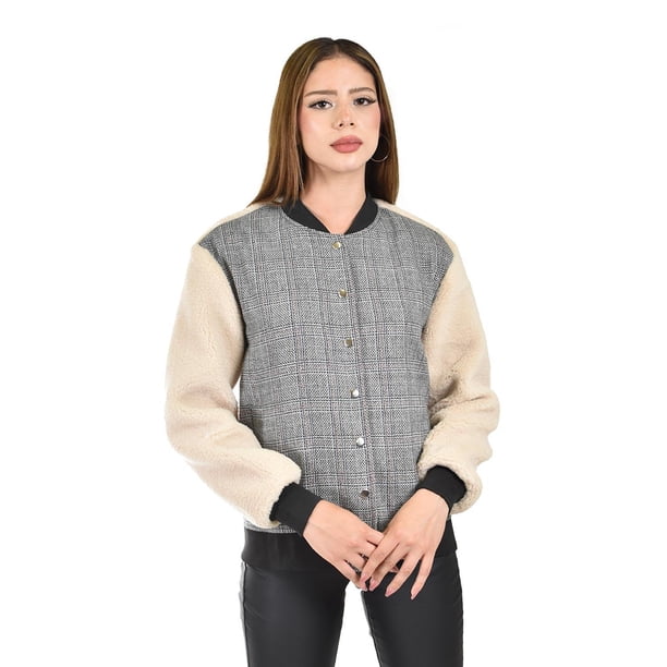 Chamarra de doble textura Roman Fashion /Juvenil, 9057 (Gris) gris M