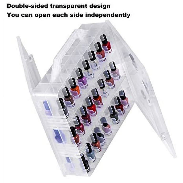 Jiasheng Two Nail Polish Organizer Case Holders, 48 Bottles Universal Nail Storage Box for Double Side Adjustable Space Divider for Acrylic Nail Gel