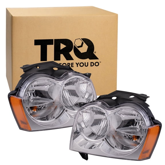 TRQ Headlight Assembly Set CH2502160 CH2503160 Fits 2005-2007 Jeep Grand Cherokee