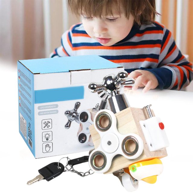 Juguete de placa ocupada de madera, juguetes educativos Montessori para bebé, juguetes educativos para bebés, caja de bloqueo de entrenamiento de habilidad práctica, juguete de respuesta rápida