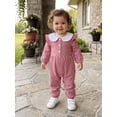 thumbnail image 4 of RUINIXCW Newborn Baby Girl Spring Fall Winter Outfit Plaid Gingham Romper Peter Pan Collar Long Sleeve Jumpsuit Infant Baby Girl Essentials Clothes, 4 of 10