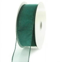 Sheer Chiffon Ribbon Wired Edge, 1-1/2-inch, 25-yard, Hunter Green