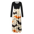thumbnail image 4 of Enjoytime Robes d'Halloween pour Femmes Vintage Imprimées Manches Longues Col Rond Robes de Soirée Décontractées Patchwork Élégantes Robe Longue Kaki m, 4 of 4