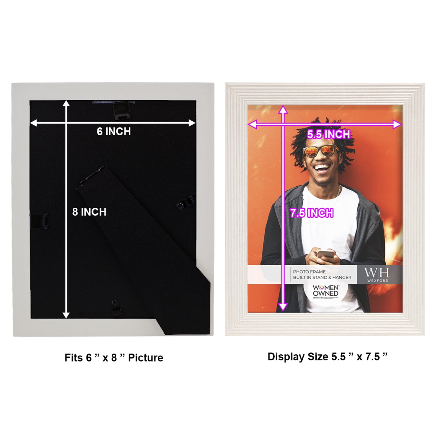 Grooved 6 in. x 8 in. White Picture Frame (Set of 2)