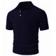 thumbnail image 1 of Ceisia Men's Slim Fit Short Sleeve Polo Shirt Solid Color Vertical Stripe Knit with Chest Pocket Navy L Gifts, 1 of 7