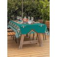 thumbnail image 2 of Outdoor Tablecloth with Umbrella Hole and Zipper, Teal Brown Boho Rectangle Table Cloth 60x120 Inch Waterproof Tablecloth, Abstract Aztec Tribe Ethnic Geometric Picnic Table Cover for Patio Camping, 2 of 7