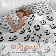 thumbnail image 4 of Halloween Bedding Duvet Cover Set Full Size 4 Pieces White Black Ghost Pumpkin Horror Expression Bedding Set with Zipper Closure, 1 Comforter Cover 86x86 Inches 1 Flat Sheet & 2 Pillow Cases, 4 of 7