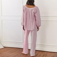 thumbnail image 5 of Women Gingham Pajama Sets Ruffle Long Sleeve Button Down Shirt and Pants Y2K Pjs Lounge Set Sleepwear with Pockets, 5 of 9