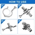 thumbnail image 4 of Uxcell 5Pack Abrazaderas Tri, 2.01 Pulgadas Acero Inoxidable 304 Abrazaderas Tri de Pin Único de Alta Resistencia con Tuerca de Ala y Juntas de Silicona para Ferrule TC, 4 of 6