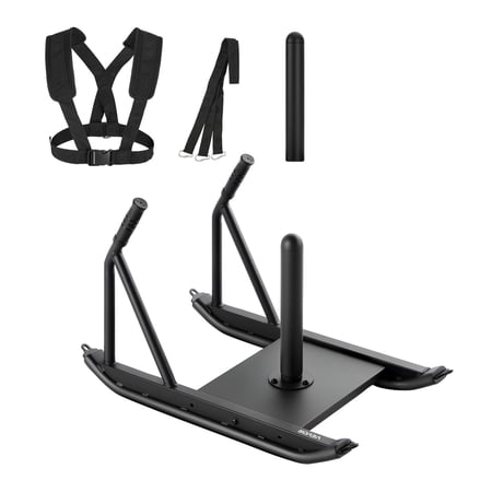 VEVOR Weight Sled, Steel Power Sled, Fitness Strength Training Sleds for Athletic Exercise Speed Improvement, Workout Fitness Equipment with Handle, Compatible with 1/2 in Weight Plates, Black